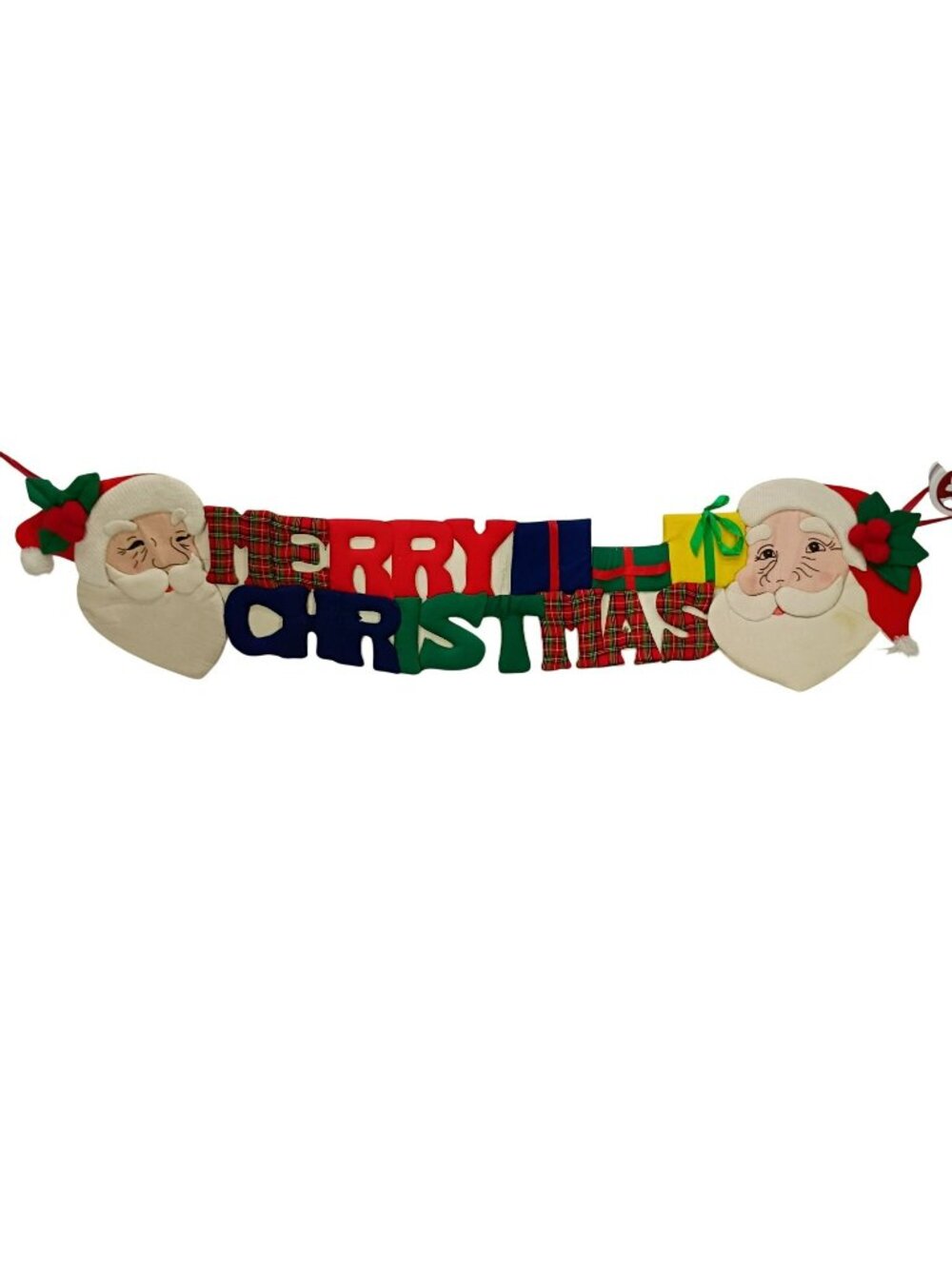 Vintage LTD Commodities Inc Merry Christmas Garland With Santa & Gift Decor Sign